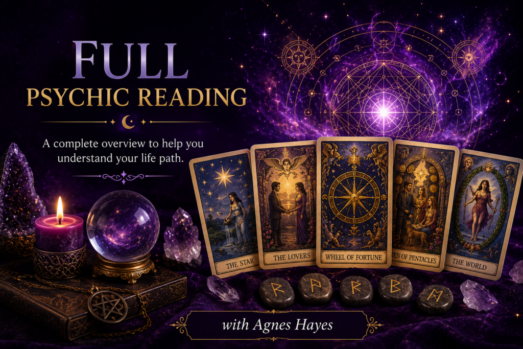 Full Psychic Reading with Tarot cards, Elder Runes, Witch Runes and intuitive spiritual guidance by Agnes Hayes