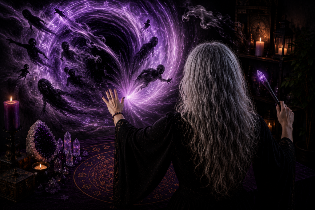 Remote portal closure to remove entities and spirits from a property.