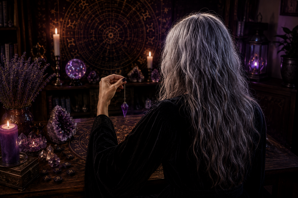 Remote entity analysis using a pendulum to detect unseen spiritual influences.