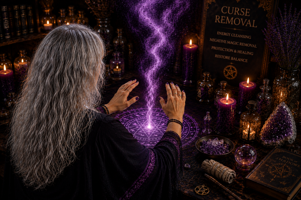 Remote Curse Removal ritual with spiritual energy cleansing and witchcraft practices