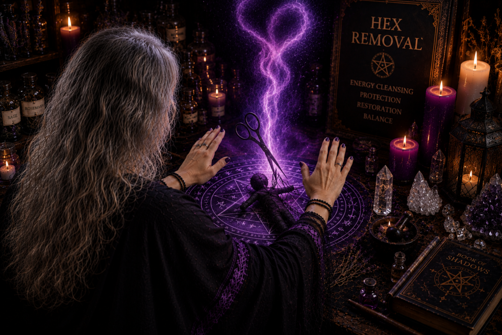 Remote Hex Removal ritual with spiritual energy cleansing and witchcraft practices
