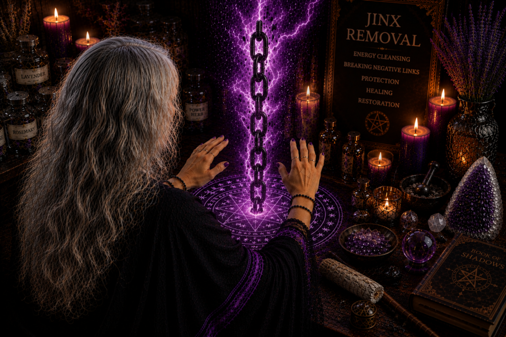 Remote Jinx Removal ritual with spiritual energy cleansing and witchcraft practices