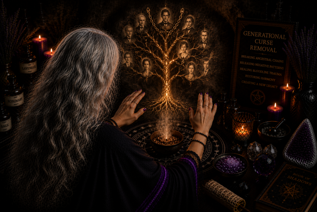 Remote Generational Curse Removal ritual with ancestral energy cleansing and witchcraft practices
