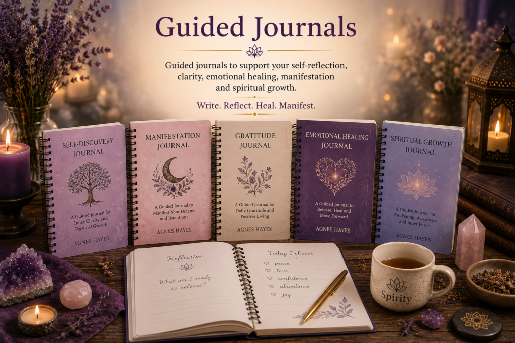 Guided Journals by Agnes Hayes for self-reflection, manifestation, emotional healing and spiritual growth
